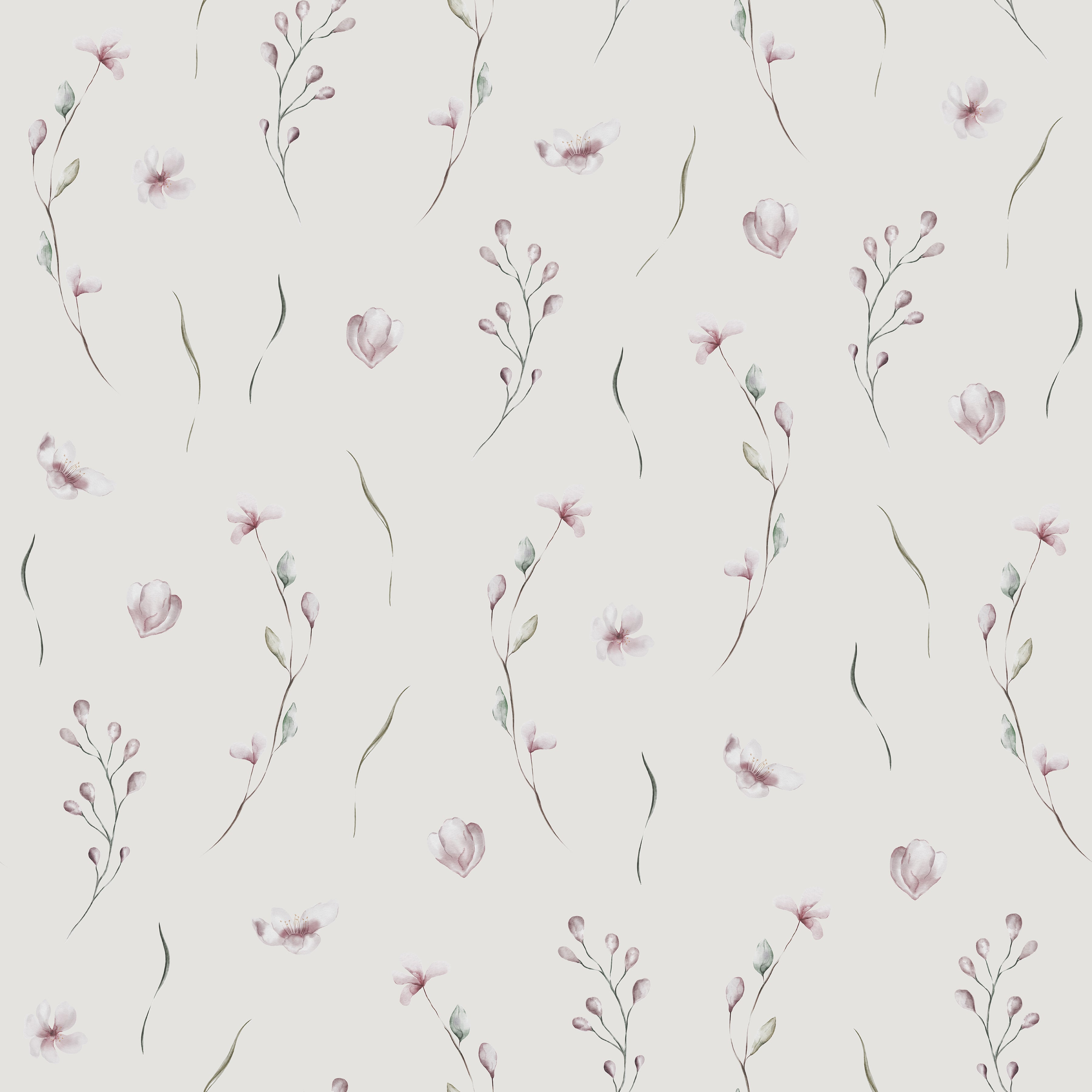 Subtle Blush Floral Greige peel and stick wallpaper pattern detail
